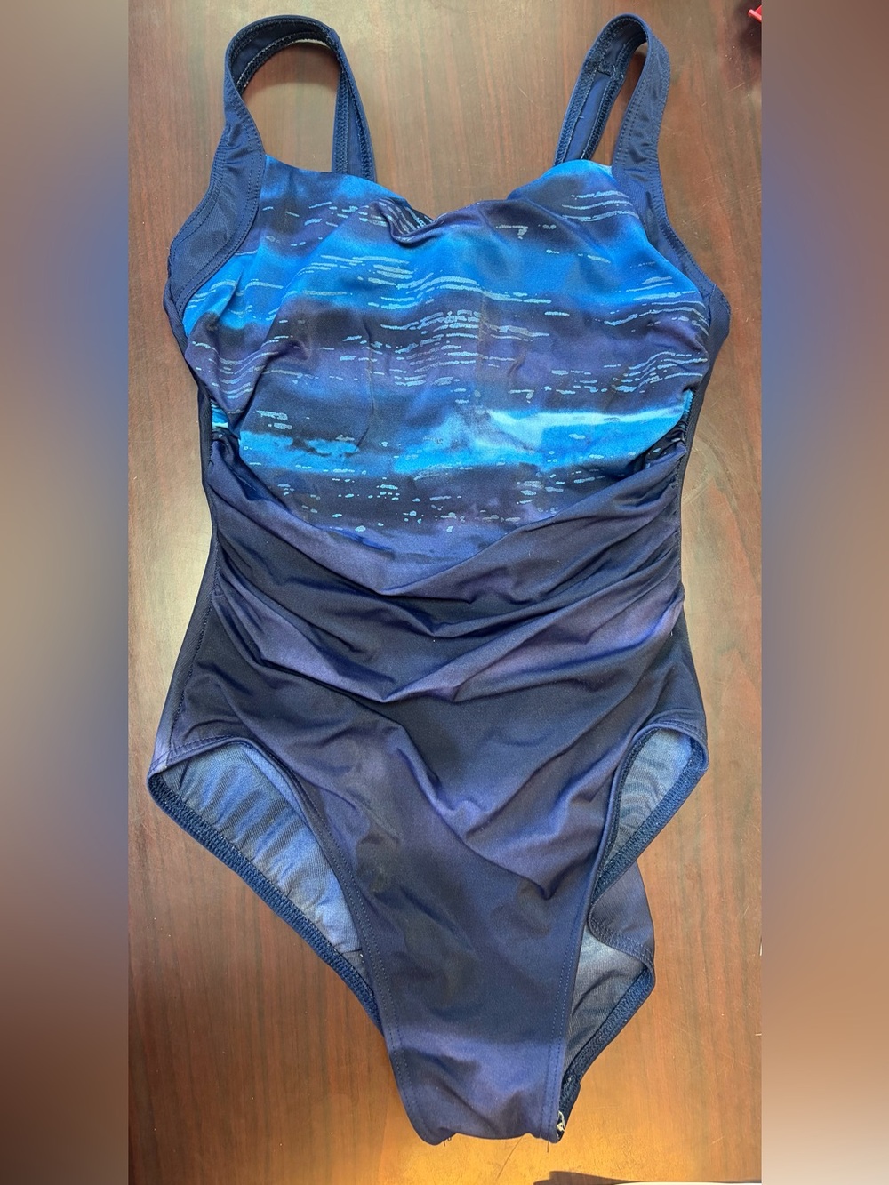 Miraclesuit Women’s One-Piece Ruched Swimsuit in Navy Blue size 10 tall